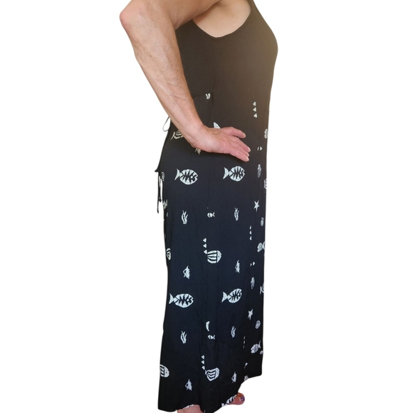 SUNDRESS UNDERSEA FISH VINTAGE Marine Life VINTAGE DRESS BARN BEACH RESORT SZ 12 - Picture 3 of 5